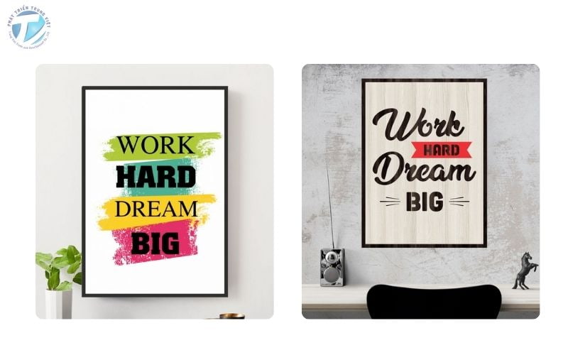 Mẫu tranh slogan “Work Hard, Dream Big”